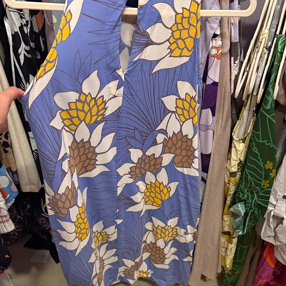 Ava Sky Fighting Eel XS Blue Floral Tank Dress - Picture 5 of 6